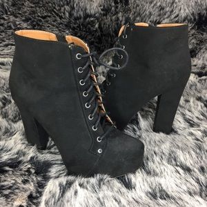 Black platform booties